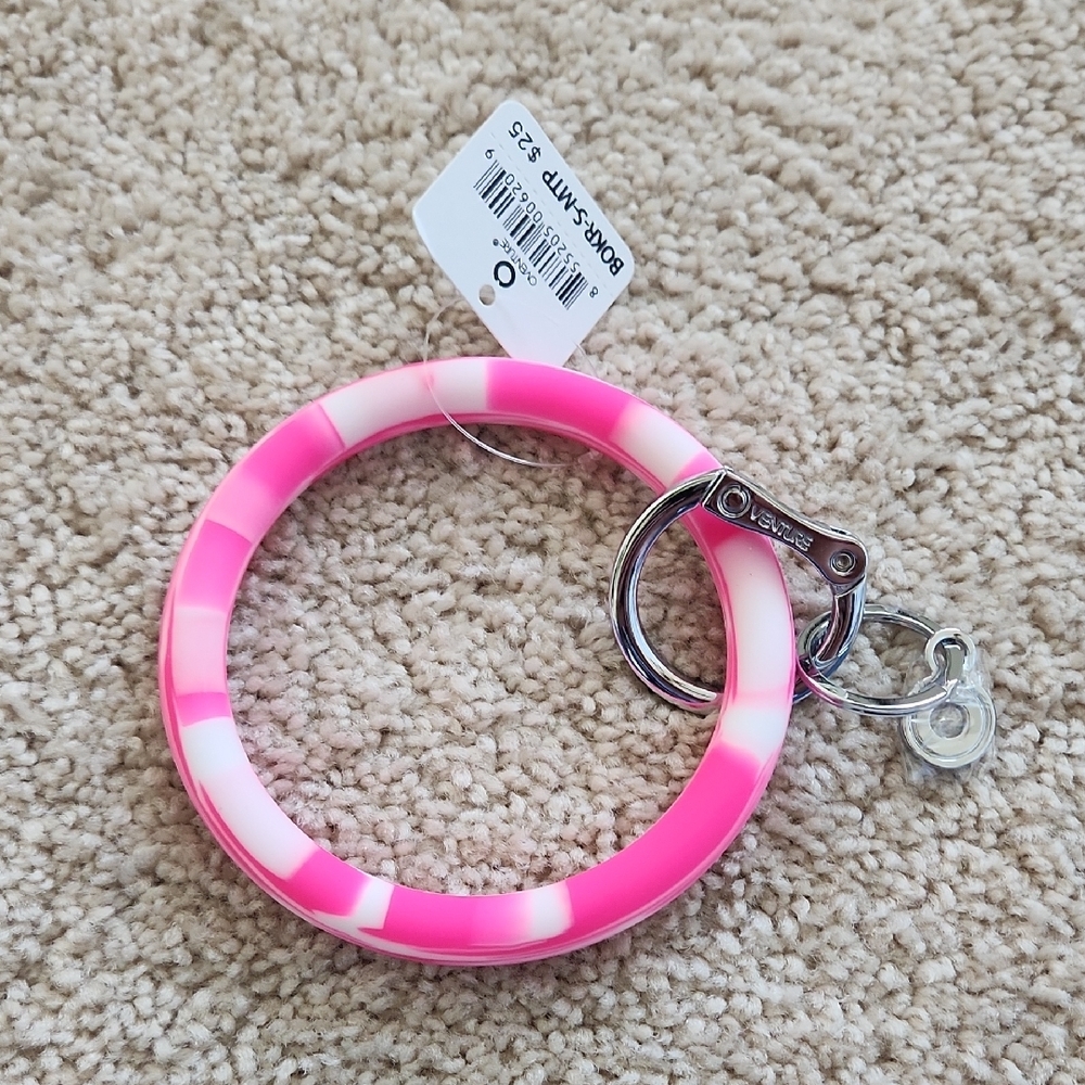 Pink and White Keychain Bracelet